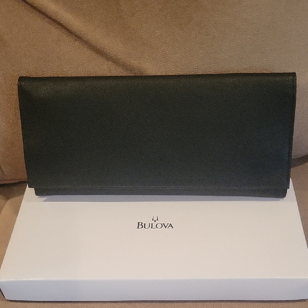 NEW! Bulova Leather-Suede Lined Folding Jewelry Case.